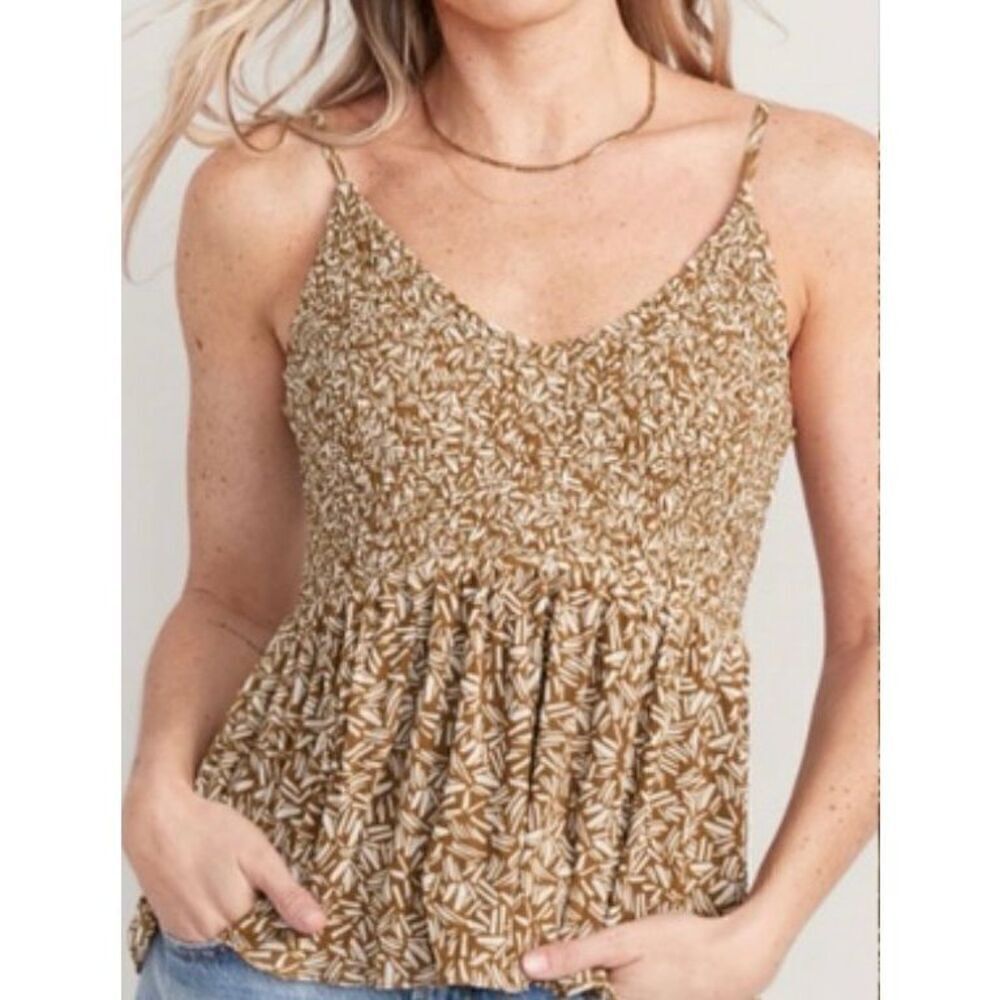 Old Navy NWT mesh smocked cami peplum tank sml